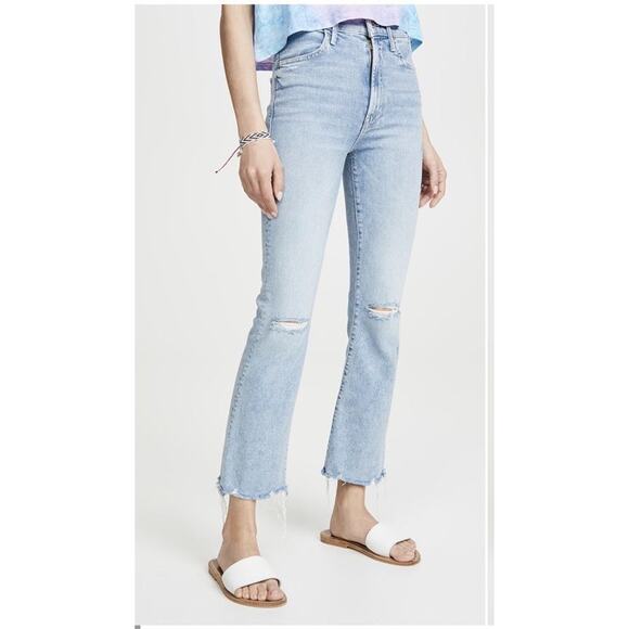MOTHER Denim - Mother The Hustler Ankle Drinking By The Pool Blue Distressed Jeans Size 25